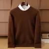 Suéter de Lana Cepillada Nuevo Otoño e Invierno para Hombre Cuello Redondo de Doble Hilo Engrosado Suéter Casual Juvenil Tejido Base Suéter de Cachemira