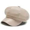 Outono e Inverno Tendência Chapéu Octogonal de Couro PU Boina Chapéu de Sol Quente à Prova de Vento para Exterior Chapéu de Aba Casual da Moda