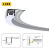 Canal para Fita de LED com Borda de Renda Flexível, Canal de Alumínio Cinza com Linha Curva Pré-Embutida, Kit de Perfil de Alumínio Embutido Oculto