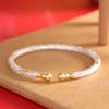 Pé Prata Prata 999 Método Antigo Banhado a Ouro Pulseira de Cabacinha Abertura Flor de Cerejeira Pulseira de Prata Feminina Pulseira Fashion para o Dia a Dia