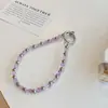 Cadena de Cuentas Plata Cristal Pulsera de Muñeca Hecha a Mano Cadena de Llavero Corto de Alta Gama Accesorio Colgante para Bolso