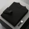 Tejidos 100% Lana Pura para Hombre, Grosor Extra, Cuello Alto Medio, Jersey Casual, Tejido Sencillo, Otoño e Invierno, Nuevo, Tejido de Cachemira