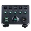 Interruptor Olho de Gato de 5 Posições com Acendedor de Cigarros, Duplo USB, Voltímetro, Interruptor de Modificação de Painel Combinado para Carro 12-24V