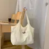 Bolsa de Lona Rosa Dopamina de Verão com Zíper Estilo Coreano Feminino Versátil Preguiçoso Bolsa de Ombro Único Casual para o Dia a Dia Bolsa Tote