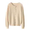 Cardigan de Cashmere Feminino Gola Redonda Manga Longa 2024 Outono Inverno Novo Peça Versátil Macia Amiga da Pele Jaqueta Solta