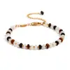 Moda Europea y Americana Nicho Elegante Personalizado Popular Collar Acero de Titanio Chapado en Oro de 18K Cuentas Ojo de Tigre Jade Blanco Pulsera de Cuentas