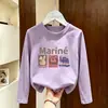 Linda camiseta de manga larga para niñas, nueva de 2026, elegante y dulce para primavera y otoño, top de algodón puro estilo coreano para niños