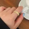 Anel Ajustável Aberto Dourado Areia de Alta Qualidade para Mulheres, Fashion, Doce, Luxo Leve, Anel Exquisito de Nicho com Design Antigo
