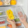 Estilo japonês Fresh-keeping Box Household transparente particionado vegetal, cebolinha, gengibre e alho Grain Storage Box Geladeira Food Freezing Sealed Box