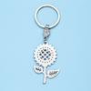 Llavero de acero inoxidable con diseño de girasol y flor para el Día de la Madre, con forma de corazón, para niños y niñas, con forma de beso