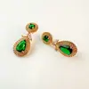 Brincos Longos Exagerados Brincos de Rubi Luxuosos Zircônia Esmeralda Vintage Joias Palacianas Medievais Brincos