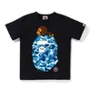 Ropa de Verano para Niños Transfronteriza Camuflaje Bape Mono Grande Conjunto de Verano para Niños Unisex Camiseta de Algodón de Manga Corta Diseño de Cabeza de Mono Bebé