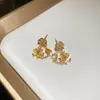 Pendientes de Plata Aguja Zircón Forma de Corazón Lazo Borla Gota de Agua, Pendientes de Lujo Ligero Nicho Gama Alta, Accesorios para Orejas Versátiles y Elegantes