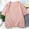 Camiseta de algodón de verano de 200 g, tendencia de moda para hombres y mujeres, color sólido, manga corta, cuello redondo, suelta, talla grande, media manga, fabricantes de camisetas