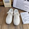 Zapatillas Deportivas Mujer Primavera y Otoño Nuevos Zapatos Rojos Blancos Mujer Suela Gruesa Explosiones Combinan con Todo Casual Cuero Transpirable Zapatillas