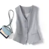 Chaleco de traje para mujer chaleco pequeño primavera y otoño 2024 nuevo ajuste ceñido prenda exterior chaleco de mujer de capas chaleco corto azul