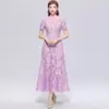 Pedido de exportación de comercio exterior de gran volumen: vestido de encaje soluble en agua de manga corta y cuello redondo, entallado en la cintura, adelgazante, falda larga de sirena para verano