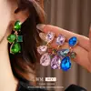 Pendientes Vintage de Gota de Agua Geométricos Incrustados de Diamantes, Exquisitos y de Moda, Versátiles Pendientes de Botón, Pendientes de Nicho de Alta Gama para Mujer