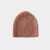 Gorro de punto liso de mezcla de lana de perfil bajo con flor para hombre y mujer, otoño e invierno, gorro de lana suave para pullover