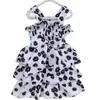 Vestido de pastel para mascotas con estampado de margaritas y tirantes, vestido floral de verano con lazo para perros pequeños y gatos