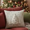 Atmósfera Navideña, Calidez Festiva, Árbol de Navidad, Papá Noel, Muñeco de Nieve Impresión Digital Funda de Cojín para Dormitorio del Hogar