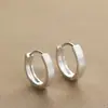 Pendientes de Aro Lisos Cepillados de Plata de Ley S925 Nalan Estilo Coreano de Moda Estilo Commuter Pendientes Redondos Esmerilados M07604