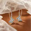 Ganchos para Orejas de Mariposa Azul Claro de Plata Pura 999, Diseño de Nicho de Lujo Ligero, Pendientes Estilo Bosque Ins para Mujeres, Pendientes de Resina para Cuidado del Oído