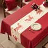 Toalha de Mesa Festiva Impermeável e à Prova de Óleo, Não Lavável, Ano do Cavalo, Decoração com Atmosfera de Ano Novo Chinês, Jogo Americano Vermelho para Mesa de Jantar, Toalha de Mesa para Mesa de Centro