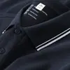 Camiseta Solona de Negocios de Alta Gama con Cuello Solapa Otoño Temprano para Hombre Casual Color Sólido Holgada Camisa Polo de Manga Larga tipo "Daddy" para Hombre