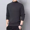 Camiseta de Manga Larga Otoño Invierno para Hombre Capa Base Color Sólido Ropa Interior Cálida Corte Ajustado Versátil Camiseta de Cuello Semi Alto