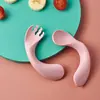 Venta Directa de Fábrica de Utensilios de Entrenamiento para Niños para Aprender a Comer, Tenedor y Cuchara Giratorios, Cuchara para Lamer Papilla, Cuchara Flexible para Bebés y Niños Pequeños