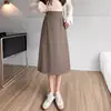 Falda de línea A para mujer de longitud media, moderna, con abertura trasera, falda casual, novedad Otoño 2025, cintura alta, aspecto adelgazante, drapeada