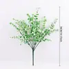 Flor de Té de Eucalipto de 7 Ramas Flor de Plástico Rosa Ramo de Flores Artificiales Decoración del Hogar Fábrica Venta al por Mayor Ramo de Flores Artificiales