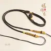 Cordón para Colgante de Trenza de Ocho Hilos, Cordón para Accesorio de Joyería de Nudo Flor de Durazno Tejido a Mano Pura, Cierre Dorado, Hebilla de Paz, Colgante de Cruz de Jade