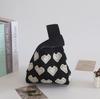 Bolso de mujer con diseño de panda de dibujos animados, bolso de punto a juego, bolso de muñeca, bolso de hombro, bolso de mano