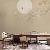 Novo estilo chinês estilo antigo bambu flor de ameixa pássaro sala de estar parede de fundo tecido papel de parede quarto papel de parede Tecido de parede B&B estúdio de selfie mural