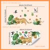 Uma variedade de animais de desenho animado, leopardo, folhas de plantas verdes, flores, adesivos de parede para quarto de criança, decoração de casa, adesivos de parede autoadesivos