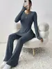 Ropa de Mujer Transfronteriza Europea y Americana Otoño e Invierno 2026 Nuevo Conjunto de Color Sólido Casual Ajustado para el Hogar y el Exterior, Venta Directa de Fábrica