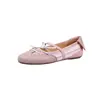 Sapatos Mary Jane Color Block com Laço Super Bonitos para Esportes e Ballet 2026 Primavera Planos com Bico Redondo de Couro Genuíno Casuais para Mulheres