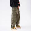 Pantalones largos de pierna ancha y holgados, estilo hip hop callejero, estilo retro, con estampado de camuflaje americano