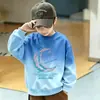 Sudadera infantil para primavera, otoño e invierno, estilo nuevo para niños pequeños, parte superior con forro polar, camiseta básica casual holgada de manga larga y cuello redondo para niños
