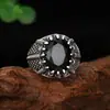 Nuevos Anillos Chapados, Anillos Vintage Irregulares de Piedra Negra Finamente Elaborados, Joyería Vintage Ajustable, Venta Directa del Fabricante