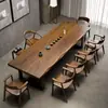 Juego de mesa de té grande y sillas de madera maciza para sala de estar, uso doméstico, una mesa y seis sillas, mesa de té de nuevo estilo chino, mesa de preparación de té para oficina