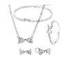 Pandora Prata de Lei S925 Contas Acessórios DIY com Contas Coração Brilhante Diamante Pulseira Colar Anel Brincos