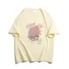 Camiseta de Algodão Puro Manga Curta Feminina Verão 2025 Retrô Americano Solta Justa Casual Meia-Manga Top Tendência Preguiçosa