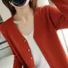 Atacado Transfronteiriço Malha Nova Estilo Primavera e Outono Cardigã Gola V Feminino Estilo Coreano Cor Sólida Solto Curto Outerwear Jaqueta Pequena