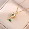 Collar para Mujer, Estilo Influencer Transfronterizo Flor de Girasol Circonita Giratorio Conjunto de Tres Piezas Decoración Collar de Acero de Titanio