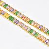 Cadena de circón rectangular de color mezclado de fábrica cadena de taladro de garra densa ojo de caballo/ovalada accesorios para joyería de ropa DIY collares