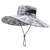 Sombrero de sol para hombre de verano para exteriores con ala grande de 15 cm, sombrero de pesca, sombrero para el sol, sombrero para el sol de montañismo, plegable, botón de presión