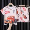 Pijama Infantil para Meninos e Meninas, Conjunto de Casa Fino de Verão com Manga Curta, Adequado para Meninos Maiores, Roupa de Casa de Verão com Manga Meia-Manga